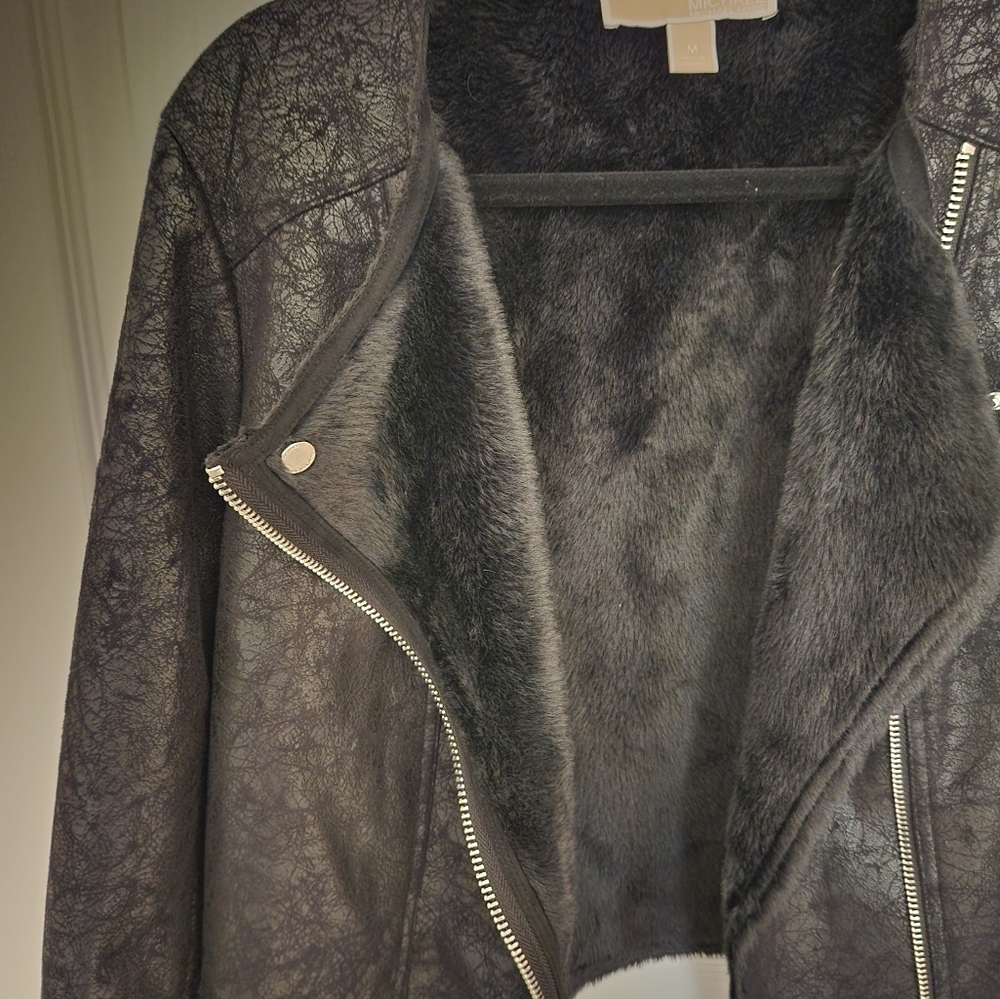Michael Kors Moto Cropped Black Jacket Women's size Medium 🎉HP 🎉 - Picture 3 of 8